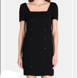 Armani Exchange A/X Square Neckline Ladylike Short Sleeve Black Dress
